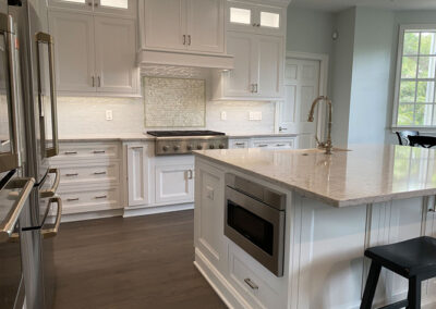 full shot of kitchen with island